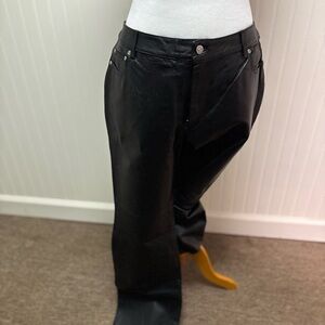 Newport News Black 100% Genuine Leather Trousers